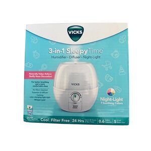 Vicks 3-in-1 SleepyTime Cool Mist Humidifier Diffuser Night Light VUL500V3 NEW
